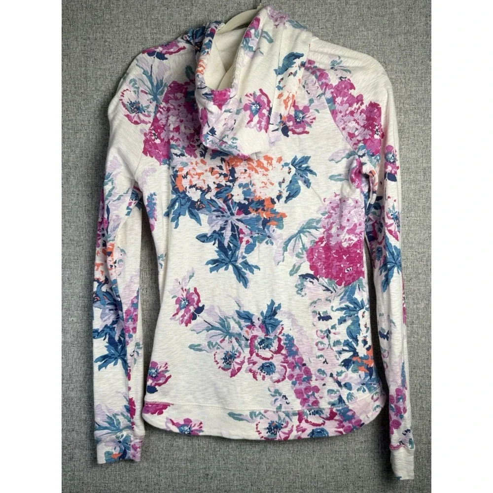 Joules Marlston Pink Purple Floral Print Hooded Sweatshirt Hoodie Slim Fit SMALL - Picture 3 of 7